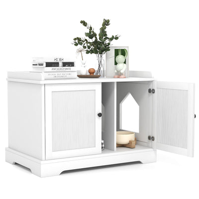 Wooden Cat House with Scratching Pad and Adjustable Divider - Relaxacare