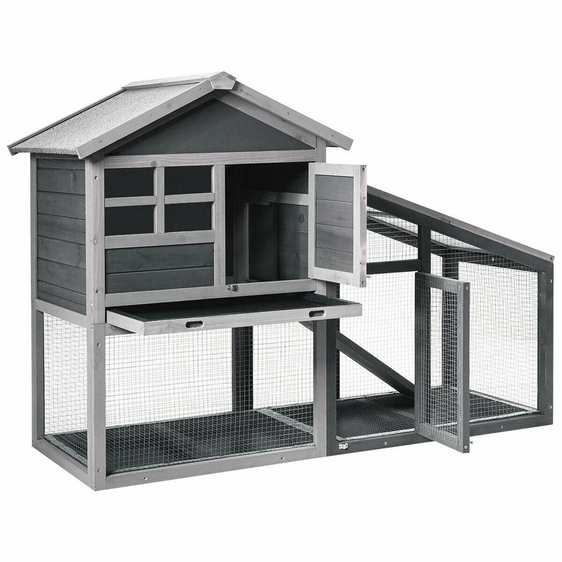 Wooden Chicken Coop with Ventilation Door and Removable Tray for Indoor and Outdoor - Relaxacare