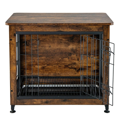 Wooden Dog Crate Furniture with Tray and Double Door - Relaxacare