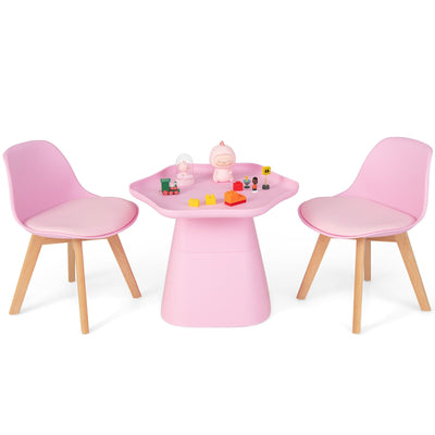 Wooden Kids Activity Table and Chairs Set with Padded Seat-Pink - Relaxacare