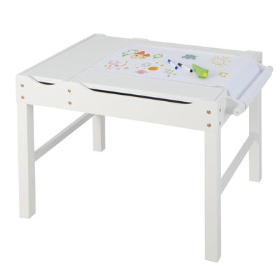 Wooden Kids Multi Activity Play Table with Storage Paper Roll-White - Relaxacare