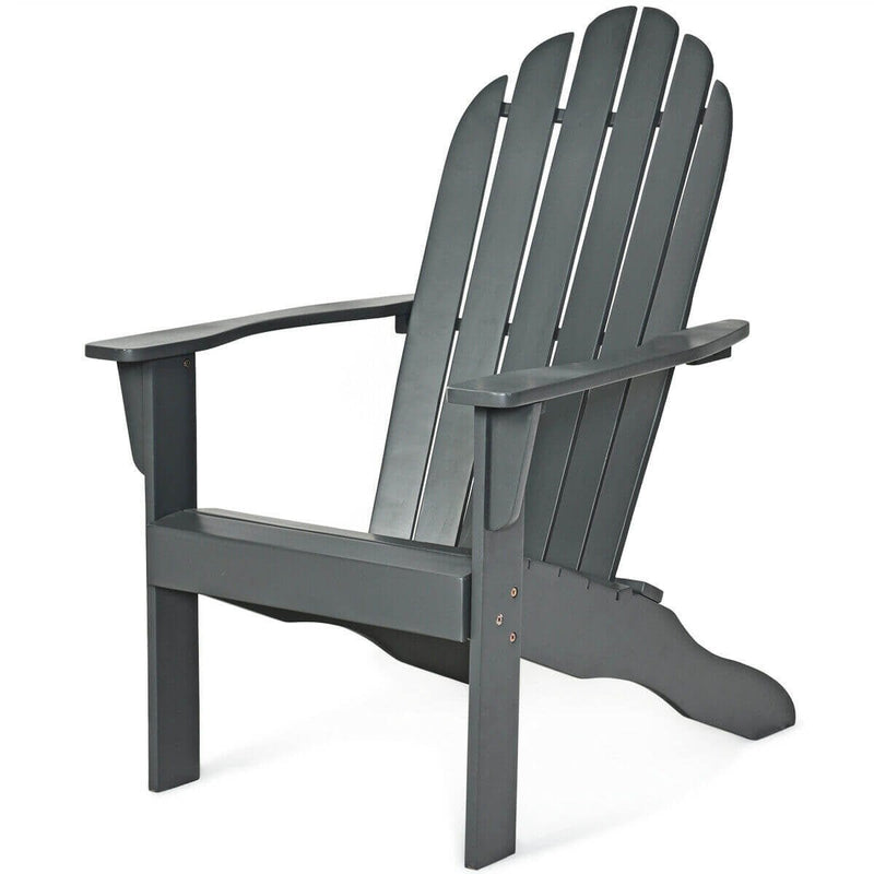 Wooden Outdoor Lounge Chair with Ergonomic Design for Yard and Garden-Gray - Relaxacare