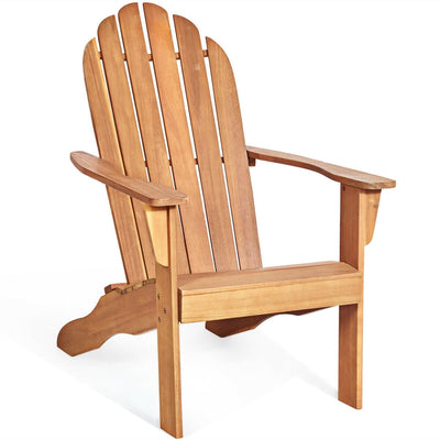 Wooden Outdoor Lounge Chair with Ergonomic Design for Yard and Garden-Natural - Relaxacare