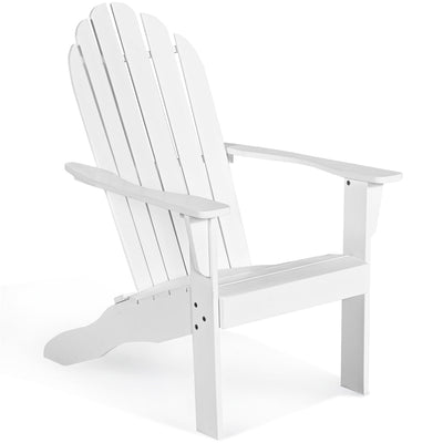 Wooden Outdoor Lounge Chair with Ergonomic Design for Yard and Garden-White - Relaxacare