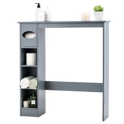 Wooden Over the Toilet Storage Cabinet Bathroom Space Saver with Paper Holder-Gray - Relaxacare