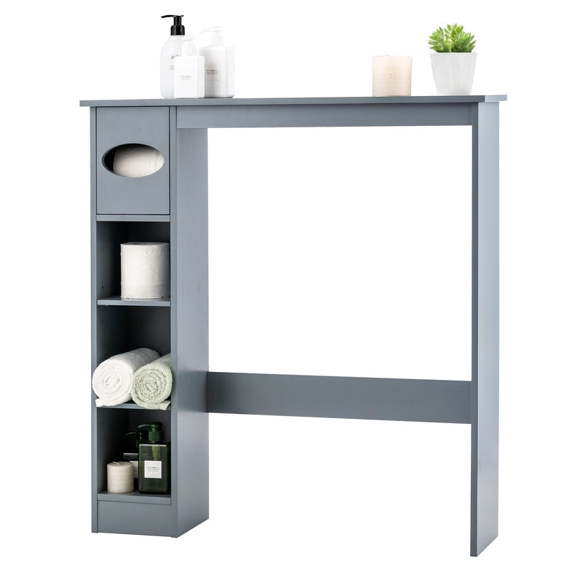 Wooden Over the Toilet Storage Cabinet Bathroom Space Saver with Paper Holder-Gray - Relaxacare