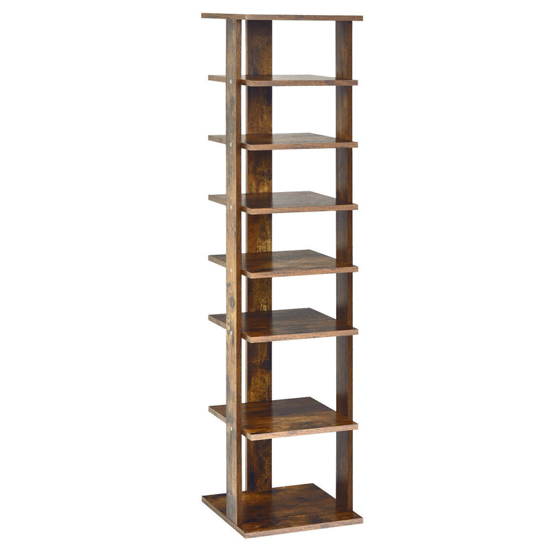 Wooden Shoes Storage Stand 7 Tiers Shoe Rack Organizer Multi-shoe Rack Shoebo-Rustic Brown - Relaxacare