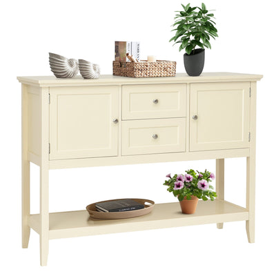 Wooden Sideboard Buffet Console Table with Drawers and Storage-Beige - Relaxacare