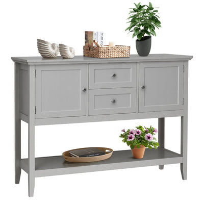 Wooden Sideboard Buffet Console Table with Drawers and Storage-Gray - Relaxacare