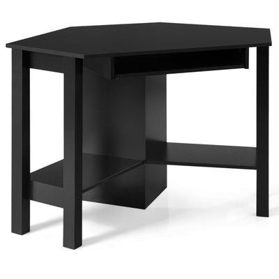 Wooden Study Computer Corner Desk with Keyboard Tray - Relaxacare
