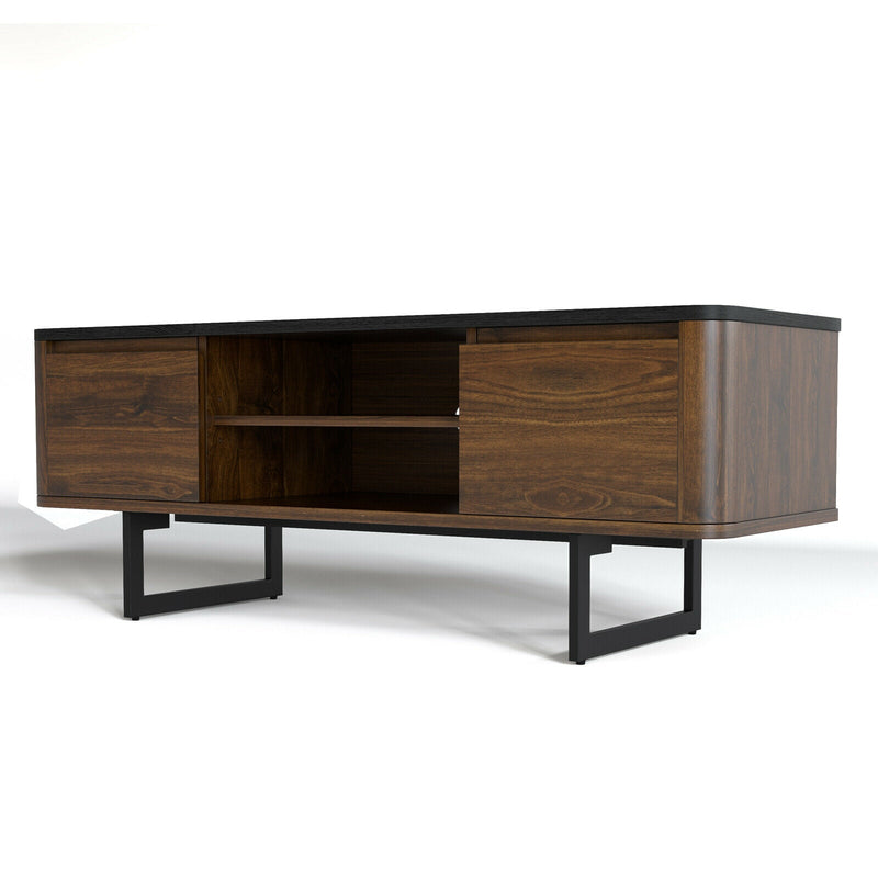 Wooden TV Stand with 2-Door Storage Cabinets for for TVs up to 55 Inch - Relaxacare