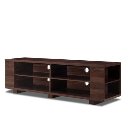 Wooden TV Stand with 8 Open Shelves for TVs up to 65 Inch Flat Screen - Relaxacare