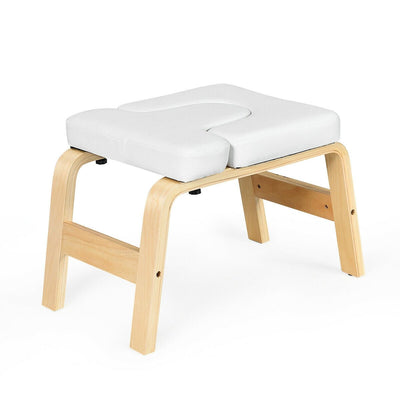Yoga Headstand Wood Stool with PVC Pads-White - Relaxacare
