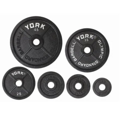 YORK FITNESS - 300 LB RUBBER ENCASED OLY SET ISO GRIP PLATE - Relaxacare