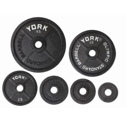 YORK FITNESS - 300 LB RUBBER ENCASED OLY SET ISO GRIP PLATE - Relaxacare