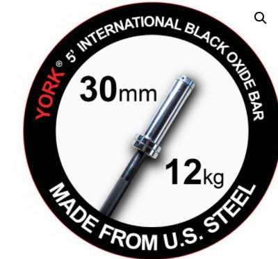 YORK FITNESS - 5′ International Black Oxide Bar - Relaxacare