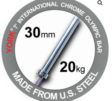 YORK FITNESS - 7′ International Chrome Olympic Bar – 30mm - Relaxacare