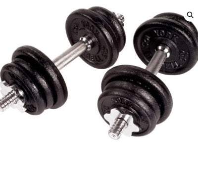 YORK FITNESS - Cast Iron Contoured Dumbbell Spinlock Set - Relaxacare