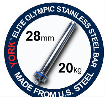 YORK FITNESS - Elite Olympic Stainless Steel Weight Bar - Relaxacare