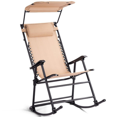 Zero Gravity Folding Rocking Chair Rocker Porch-Beige - Relaxacare