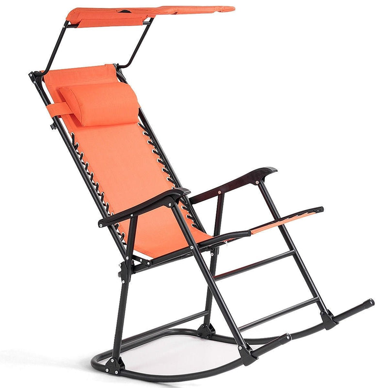 Zero Gravity Folding Rocking Chair Rocker Porch-Orange - Relaxacare